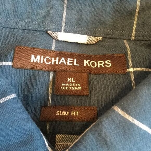 MICHAEL KORS Mens Button Front Shirt Size XL Slim Fit Plaid Check NWT - Picture 5 of 6